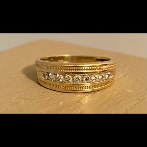 10k yellow gold. Forth karat of diamonds.